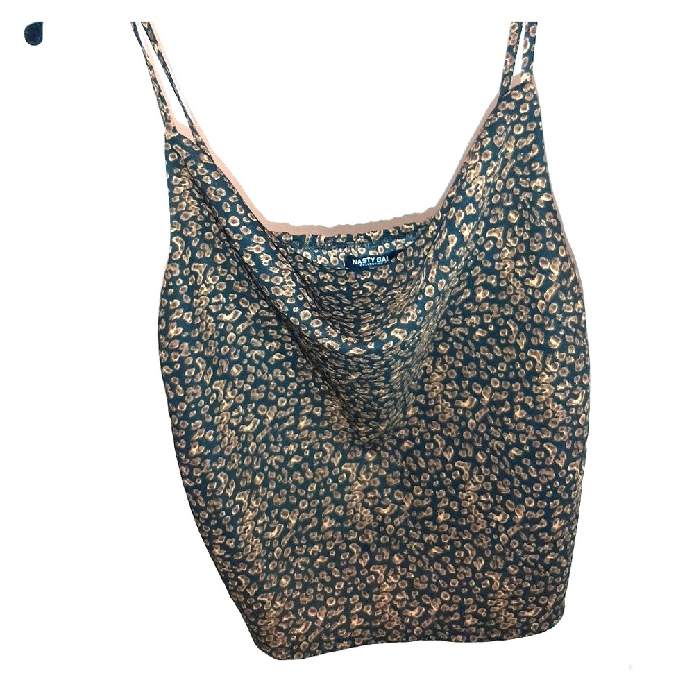 Cowl neck leopard print tank top